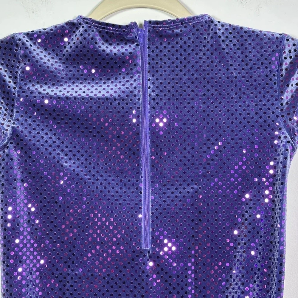 Alexandra Costumes Purple Sequin Leotard Cap Sleeve Performance Dance adult AXS